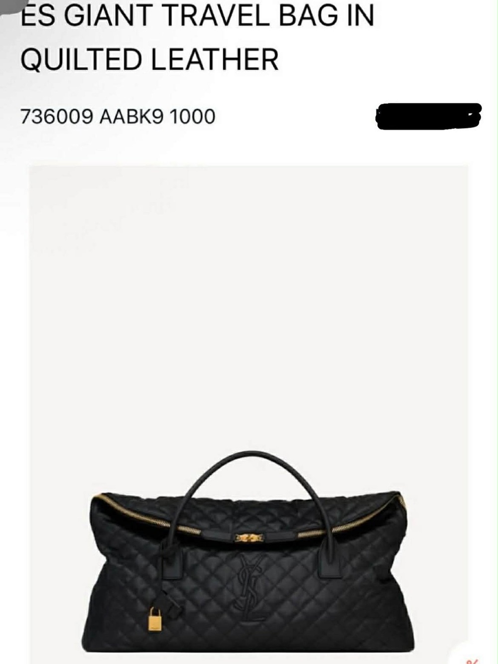 Saint Laurent YSL Giant Quilted Leather Logo Travel Bag - NWOT $5100 Retail - Picture 16 of 16